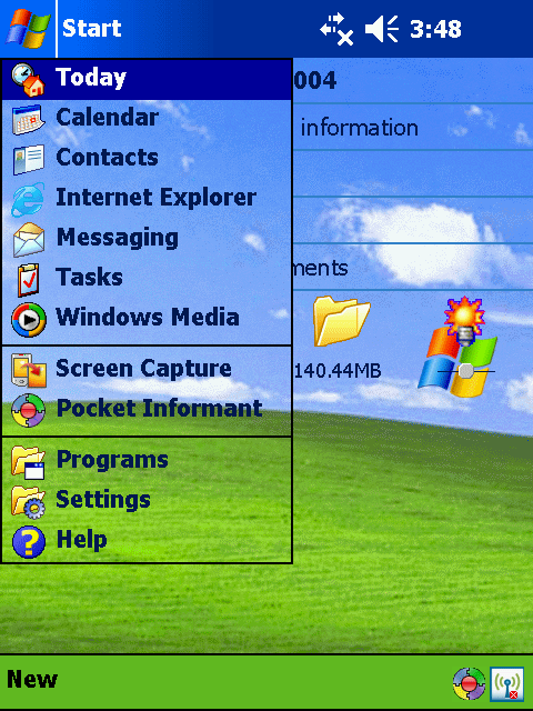 Наладонник працює під управлінням Windows Mobile 2003 for Pocket PC Second Edition